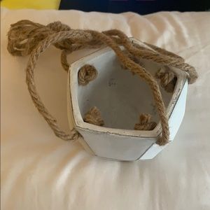 White cement hanging planter